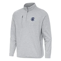 Men's Antigua Heather Gray LA Clippers Certain Quarter-Zip Tri-Blend Sweatshirt