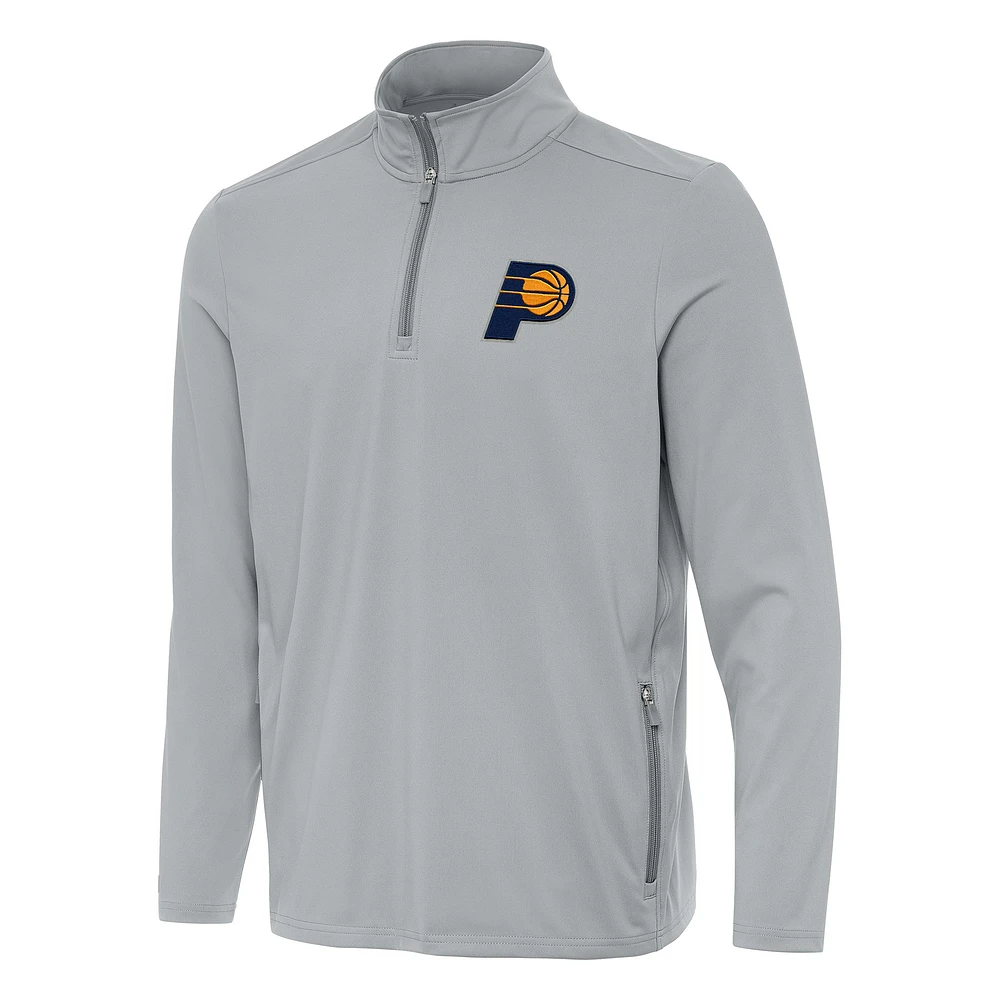 Men's Antigua Gray Indiana Pacers Perilous Quarter-Zip Sweatshirt