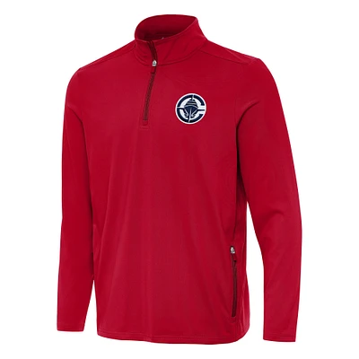 Men's Antigua  Red LA Clippers Perilous Quarter-Zip Sweatshirt