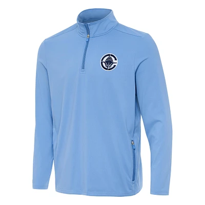 Men's Antigua  Powder Blue LA Clippers Perilous Quarter-Zip Sweatshirt