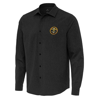 Men's Antigua Denver Nuggets Exposure Woven Long Sleeve Button-Up Shirt