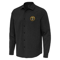 Men's Antigua Denver Nuggets Exposure Woven Long Sleeve Button-Up Shirt