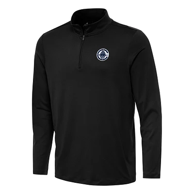 Men's Antigua Black LA Clippers Reprocess Quarter-Zip Top