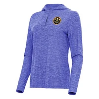 Women's Antigua  Heather Blue Denver Nuggets Daybreak Quarter-Zip Hoodie