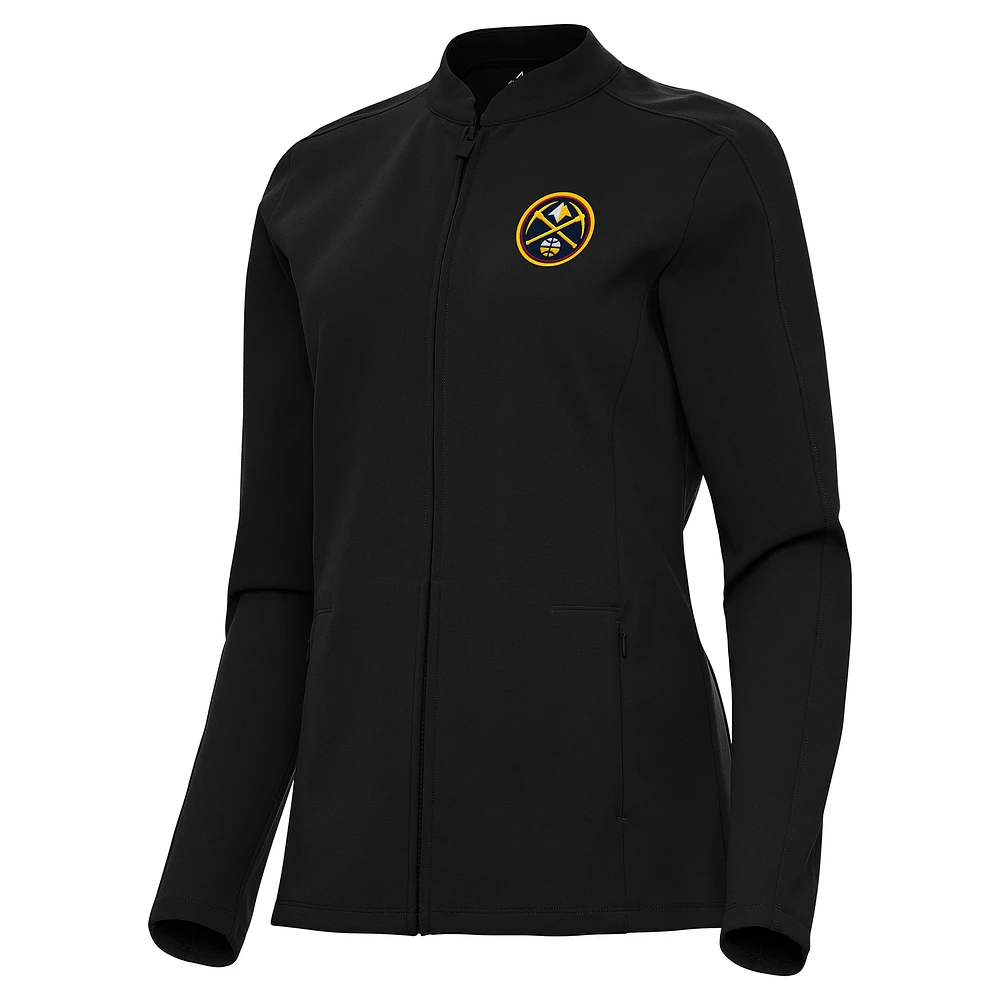 Women's Antigua Black Denver Nuggets Regard Full-Zip Jacket