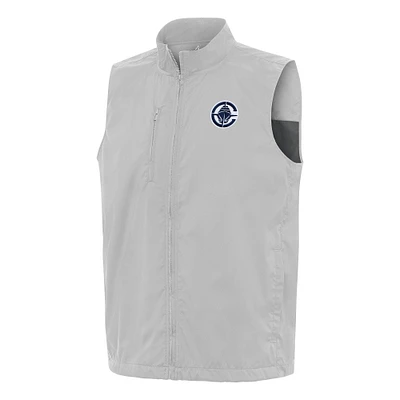 Men's Antigua  Heather Gray LA Clippers Brisk Full-Zip Vest