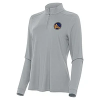Women's Antigua Gray Golden State Warriors Intent Quarter-Zip Top