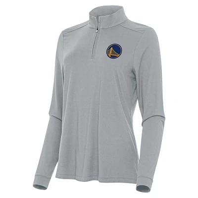 Women's Antigua Gray Golden State Warriors Intent Quarter-Zip Top