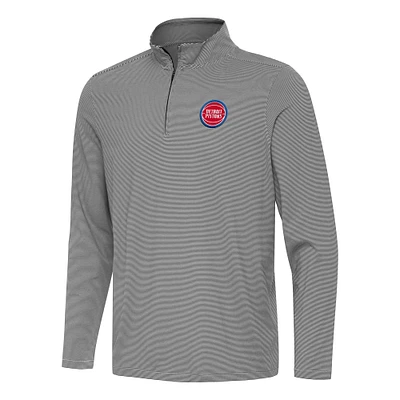 Men's Antigua  Black Detroit Pistons Twine Quarter-Zip Top
