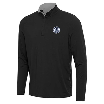 Men's Antigua Black/Gray LA Clippers Content Quarter-Zip Top