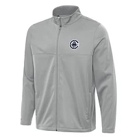 Men's Antigua Gray LA Clippers Links 2 Full-Zip Golf Jacket