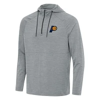 Men's Antigua Heather Gray Indiana Pacers Spikes Raglan Quarter-Zip Hoodie