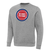 Men's Antigua Heather Gray Detroit Pistons Big & Tall Victory Crew Neck Pullover Sweatshirt