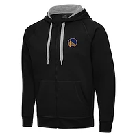 Men's Antigua Black Golden State Warriors Big & Tall Victory Full-Zip Hoodie Jacket