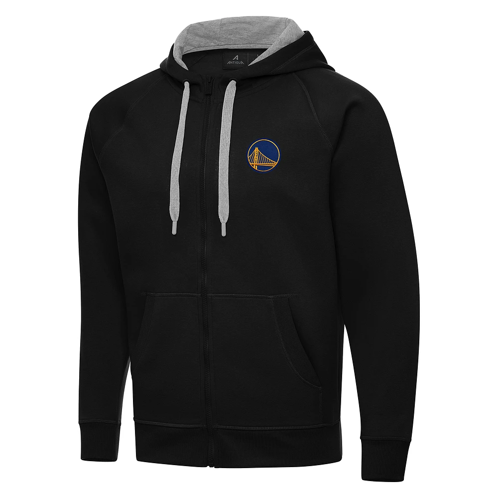 Men's Antigua Black Golden State Warriors Big & Tall Victory Full-Zip Hoodie Jacket