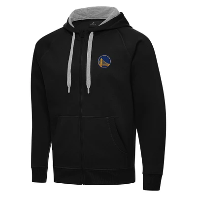 Men's Antigua Black Golden State Warriors Big & Tall Victory Full-Zip Hoodie Jacket