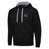 Men's Antigua Black Golden State Warriors Big & Tall Victory Full-Zip Hoodie Jacket