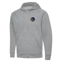 Men's Antigua Heather Gray Golden State Warriors Big & Tall Victory Full-Zip Hoodie Jacket
