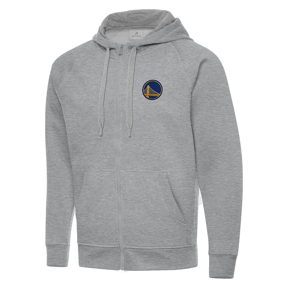 Men's Antigua Heather Gray Golden State Warriors Big & Tall Victory Full-Zip Hoodie Jacket