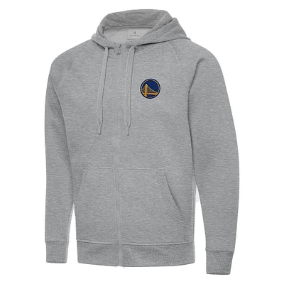 Men's Antigua Heather Gray Golden State Warriors Big & Tall Victory Full-Zip Hoodie Jacket