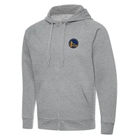Men's Antigua Heather Gray Golden State Warriors Big & Tall Victory Full-Zip Hoodie Jacket