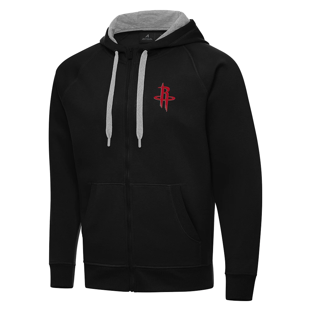 Men's Antigua Black Houston Rockets Big & Tall Victory Full-Zip Hoodie Jacket