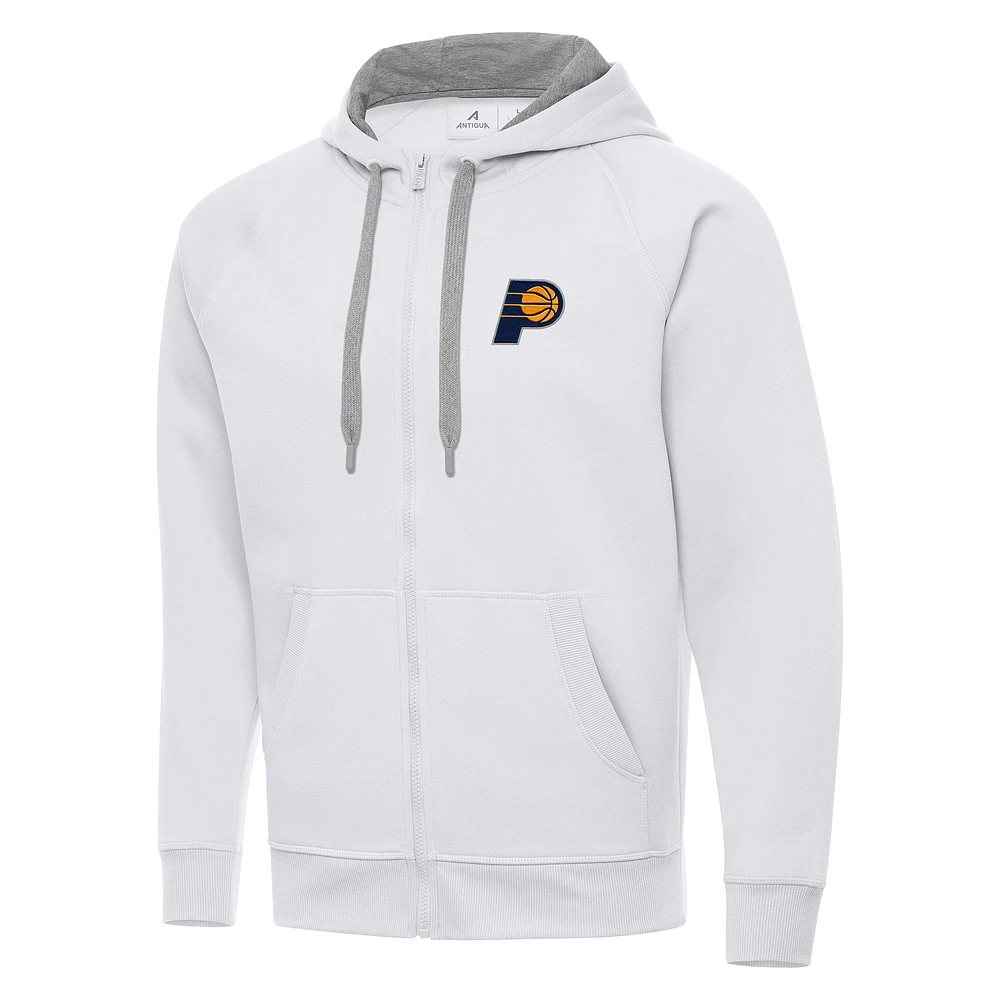 Men's Antigua White Indiana Pacers Big & Tall Victory Full-Zip Hoodie Jacket