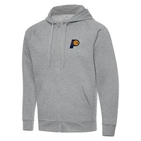 Men's Antigua Heather Gray Indiana Pacers Big & Tall Victory Full-Zip Hoodie Jacket