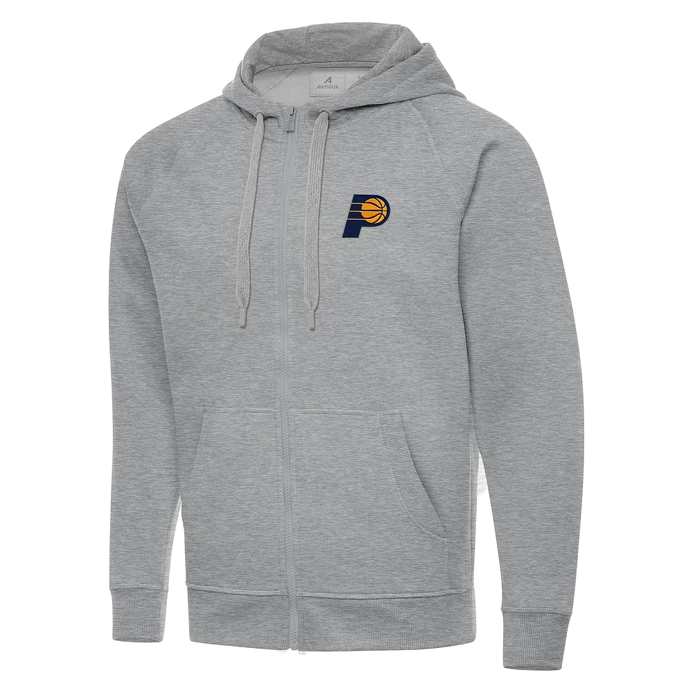Men's Antigua Heather Gray Indiana Pacers Big & Tall Victory Full-Zip Hoodie Jacket