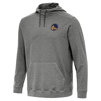 Men's Antigua Heather Black Golden State Warriors Cloud Pullover Hoodie