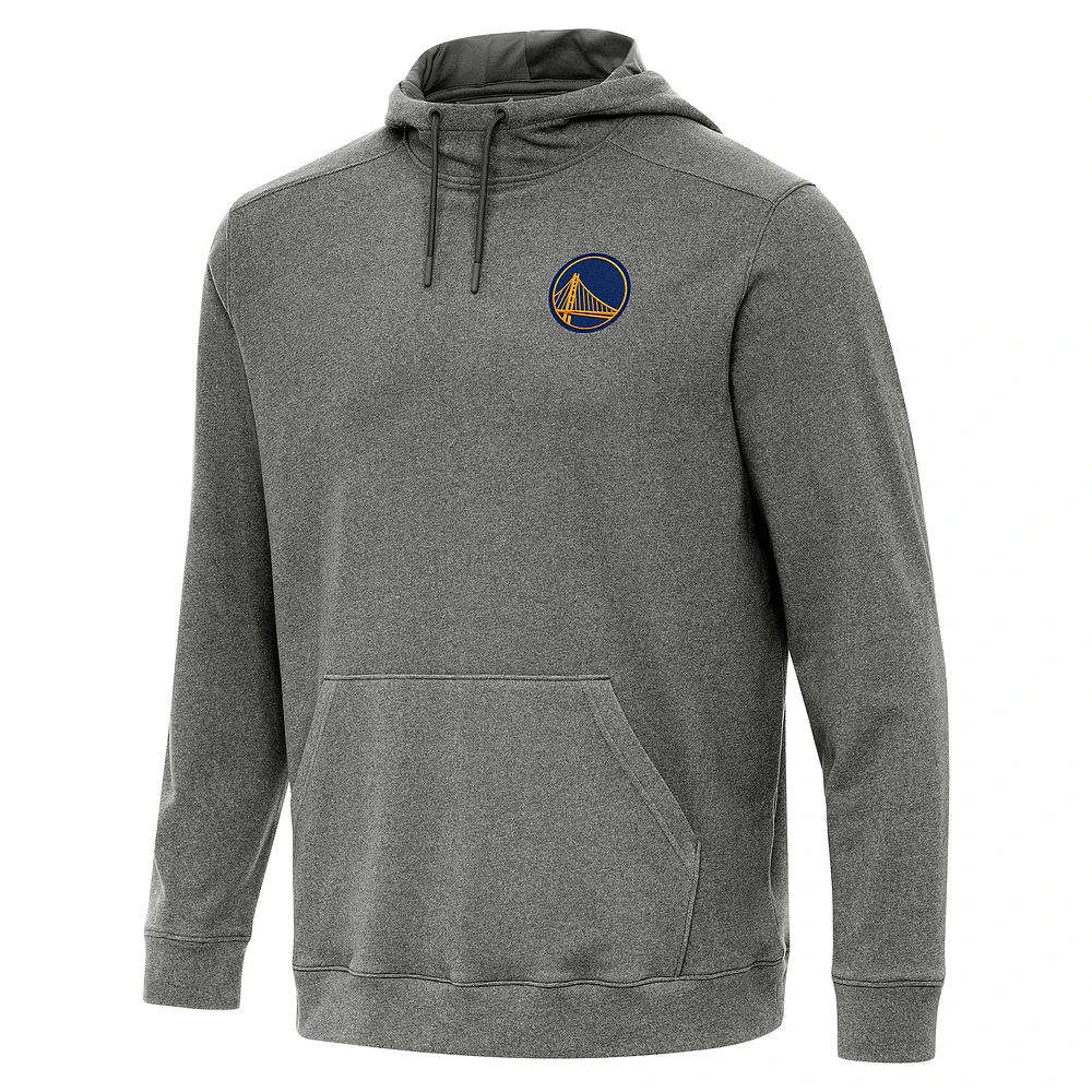 Men's Antigua Heather Black Golden State Warriors Cloud Pullover Hoodie