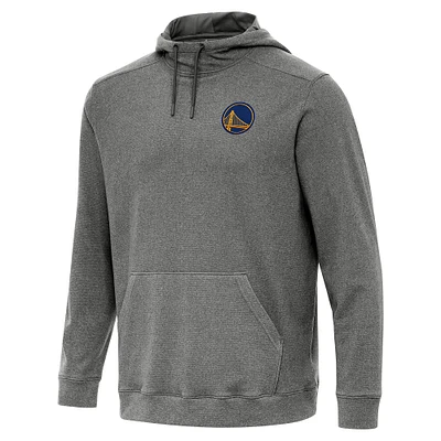 Men's Antigua Heather Black Golden State Warriors Cloud Pullover Hoodie