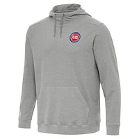 Men's Antigua Heather Detroit Pistons Cloud Pullover Hoodie