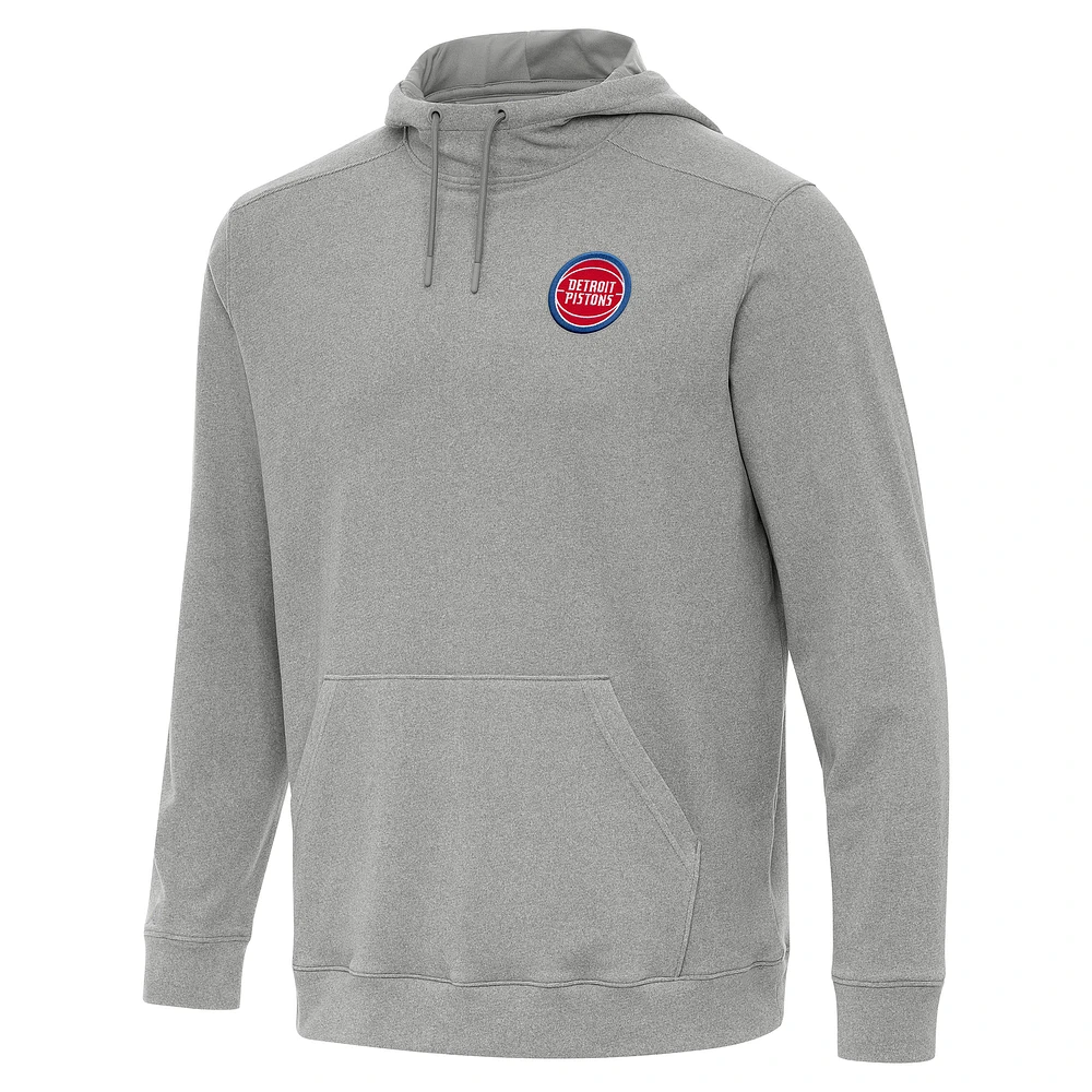 Men's Antigua Heather Detroit Pistons Cloud Pullover Hoodie