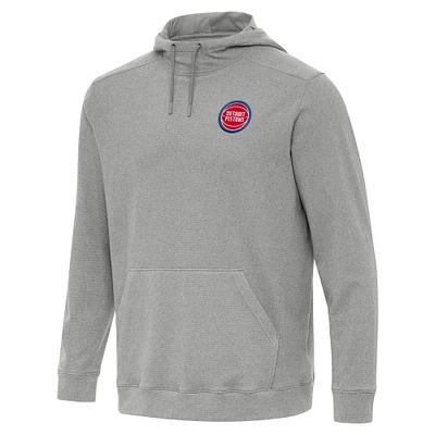 Men's Antigua Heather Detroit Pistons Cloud Pullover Hoodie