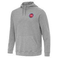 Men's Antigua Heather Detroit Pistons Cloud Pullover Hoodie