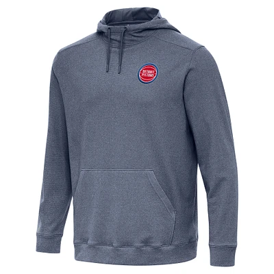 Men's Antigua Heather Navy Detroit Pistons Cloud Pullover Hoodie