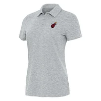 Women's Antigua Heather Gray Miami Heat Matter Polo