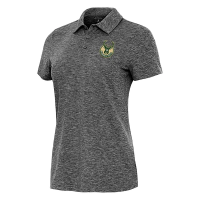 Women's Antigua Heather Black Milwaukee Bucks Matter Polo