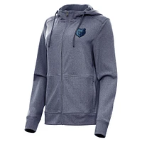 Women's Antigua Heather Navy Memphis Grizzlies Seeker Full-Zip Hoodie Jacket