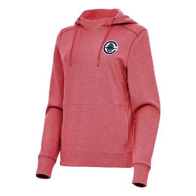Women's Antigua Heather LA Clippers Justice Pullover Hoodie