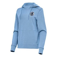 Women's Antigua Heather Powder Blue LA Clippers Justice Pullover Hoodie