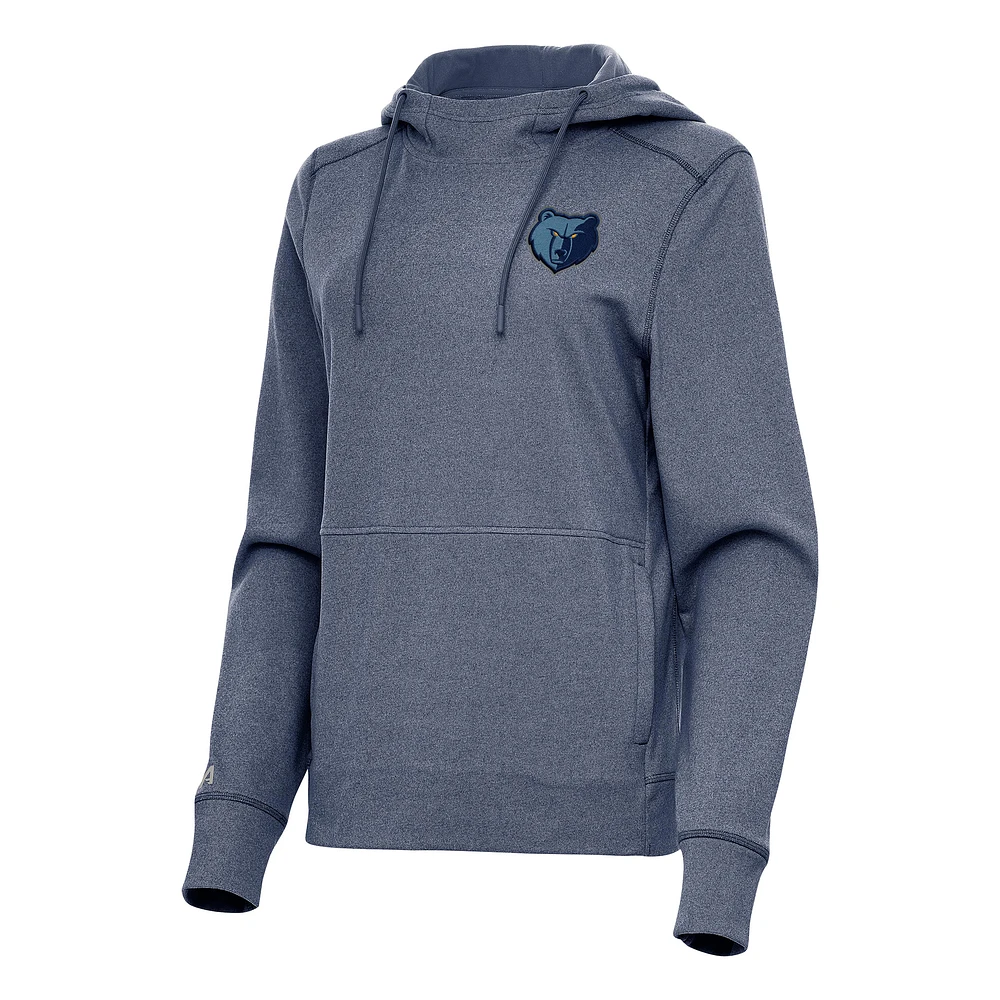 Women's Antigua Heather Navy Memphis Grizzlies Justice Pullover Hoodie