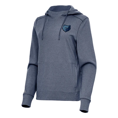 Women's Antigua Heather Navy Memphis Grizzlies Justice Pullover Hoodie