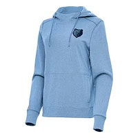 Women's Antigua Heather Powder Blue Memphis Grizzlies Justice Pullover Hoodie