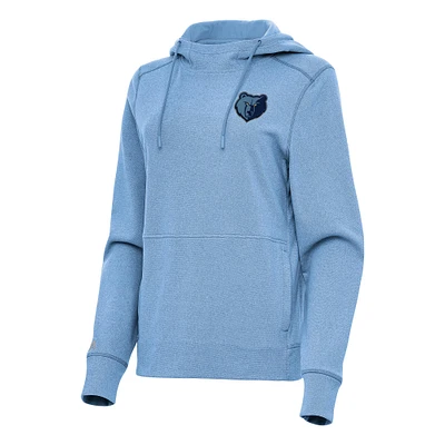 Women's Antigua Heather Powder Blue Memphis Grizzlies Justice Pullover Hoodie