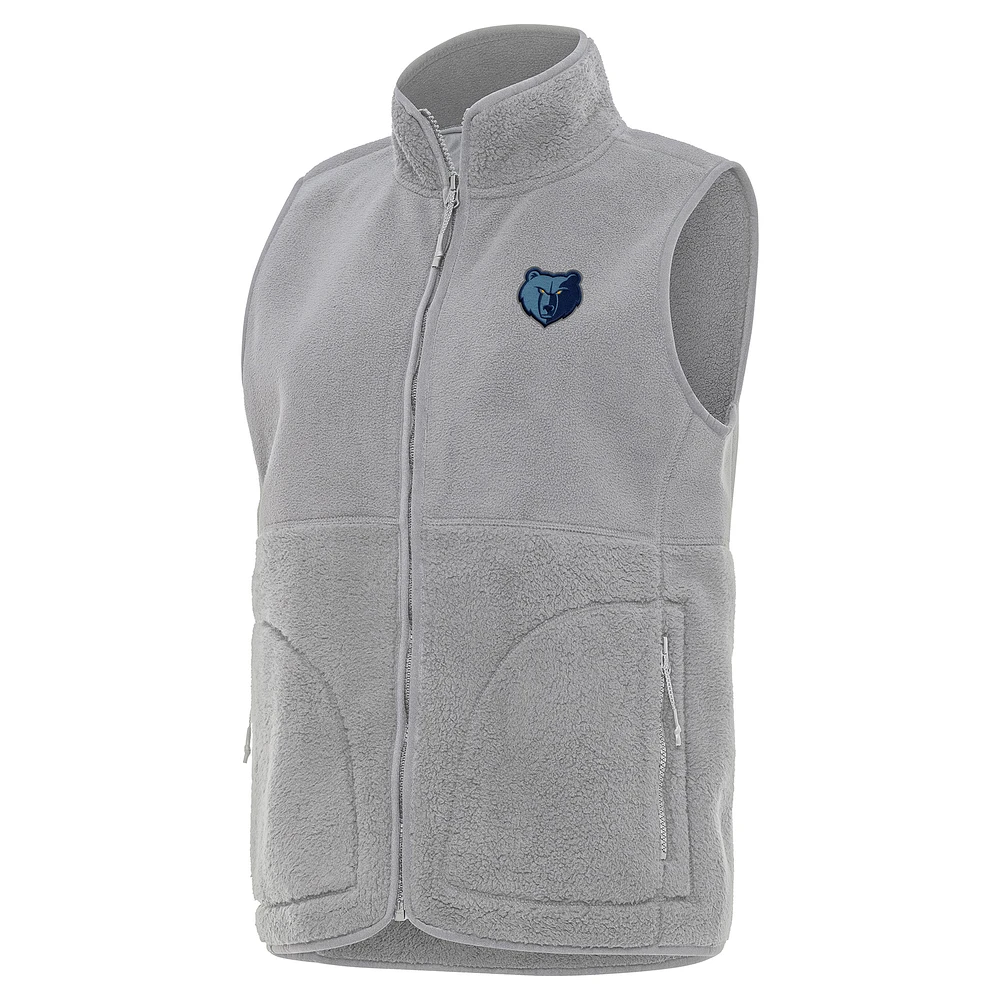 Women's Antigua Gray Memphis Grizzlies Nostalgic Full-Zip Vest