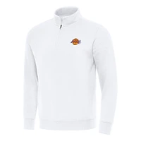 Men's Antigua  White Los Angeles Lakers Victory Quarter-Zip Mock Sweatshirt
