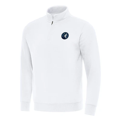 Men's Antigua  White Minnesota Timberwolves Victory Quarter-Zip Mock Sweatshirt