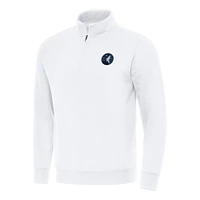 Men's Antigua  White Minnesota Timberwolves Victory Quarter-Zip Mock Sweatshirt